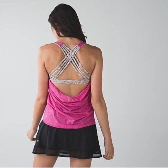 Lululemon Wild Tank - Heathered Jewelled Magenta / Dottie Dash White Black - Picture 1 of 8